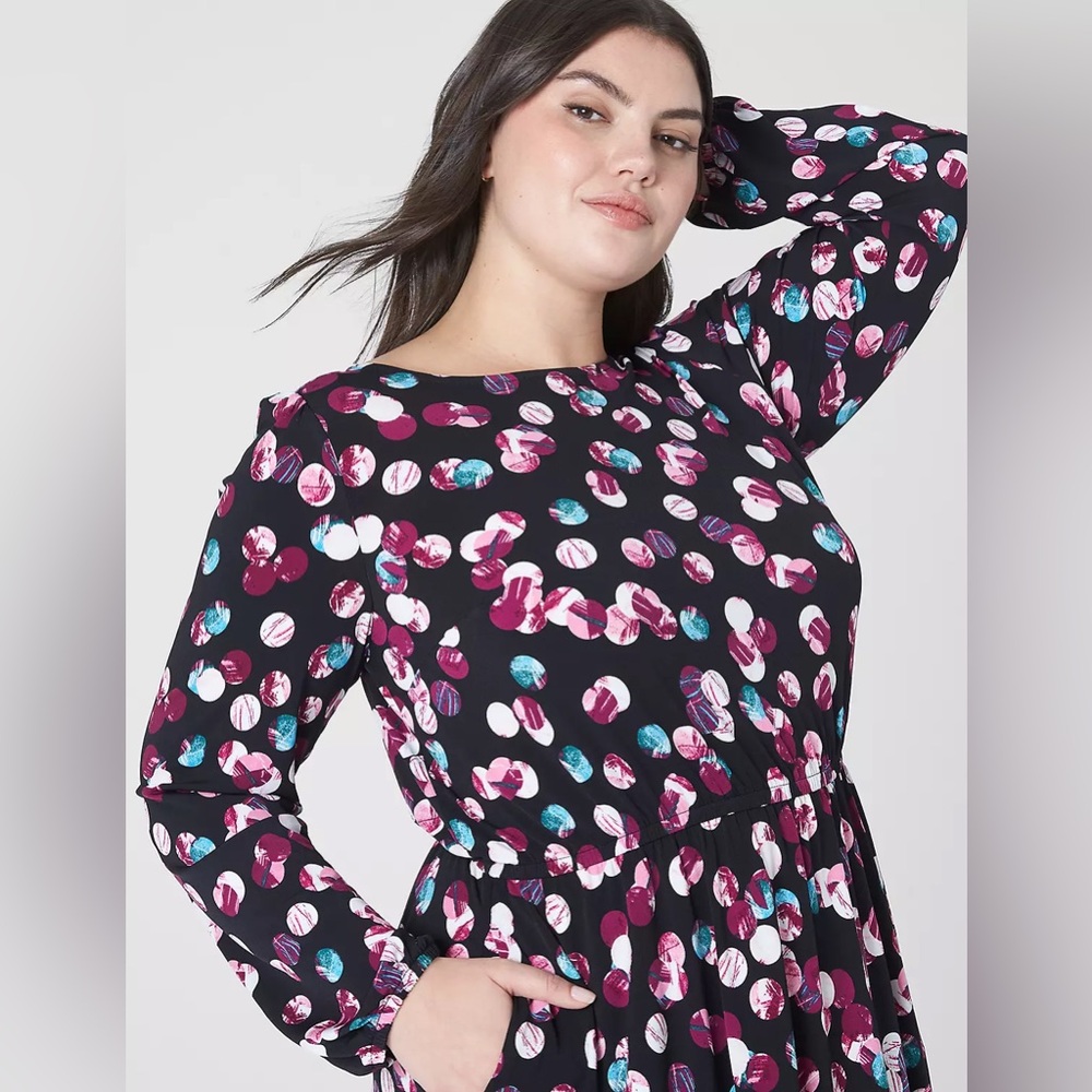 Lane Bryant Fit and Flare Dotted Dress